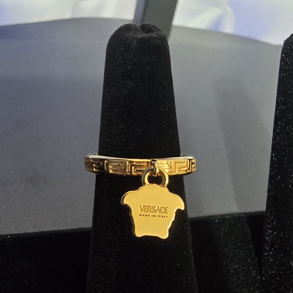 Versace Gold Plated Medusa Charm Pendant Ring-EUC - Picture 7 of 8